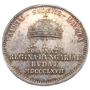 Stříbrný větší korunovační žeton 1867 A.