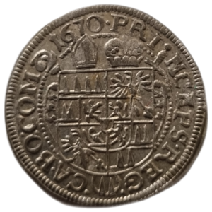 3 Krejcar 1670, Karel II. Liechttenstein, Arc. Olomouc