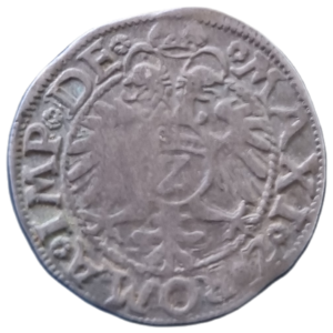 2 Krejcar 1576 , Bisk. Worms, Titul Maxmiliana