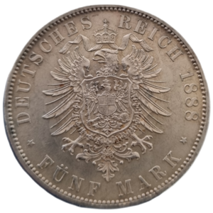 5 Marka 1888 A, Fiedrich III. Prusko