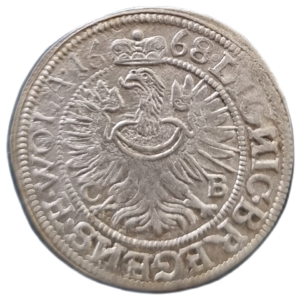 3 krejcar 1668 CB, Lehnice - Břeh, Christian
