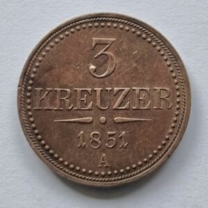 3 Krejcar 1851 A, František Josef I.