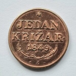 1 krejcar ( Križar) 1849/ pozdější ražba.