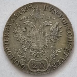 Stříbrný 20 Krejcar 1827 B, František II. (I).