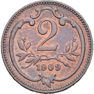 2 haléř 1909 , František Josef I.