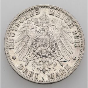 3 Marka 1911 , království Württemberk, Wilhelm II.