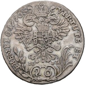 20 Krejcar 1770 G, Josef II. Nagybánya