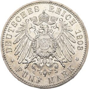 5 Marka 1903 A, velkovévodství Saxe , Weimar , Eisenach.