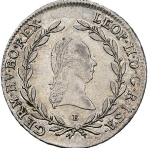 20 Krejcar 1792 B, Kremnica, Leopold II