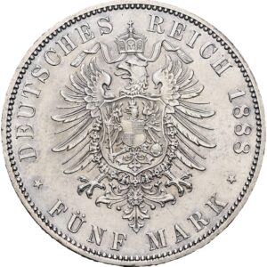 5 Marka 1888 A , Prusko, Fridrich III.