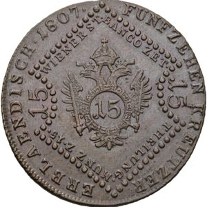 15 Krejcar 1807 B, František I. Kremnica