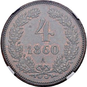 4 krejcar 1860 A , František Josef I. MS 63 BN