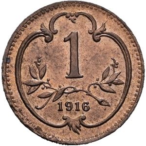 1 Haléř 1916, František Josef I. Vídeň