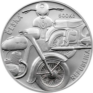 Stříbrná mince 500 Kč 2022 Motocykl Jawa 250 standart
