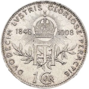 1 Koruna 1908, 60. výročí nastoupení vlády Františka Josefa I.