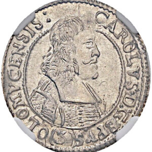 3 krejcar 1669 NGC MS 64 Karel II. Liechtenstein, Arcibiskupství Olomouc
