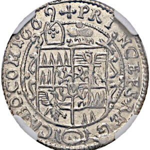 3 krejcar 1669 NGC MS 64 Karel II. Liechtenstein, Arcibiskupství Olomouc