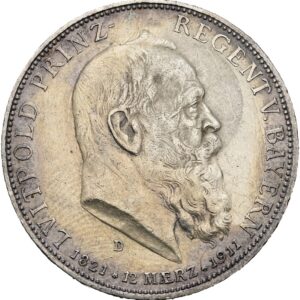 5 Marka 1911 D, Otto princ regent Luitpold, Bavorko.