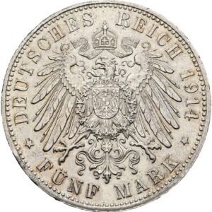 5 Marka 1914 D, Louis III, Bavorko.