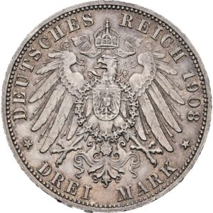 3 Marka 1908 G, Baden, Fridrich II.