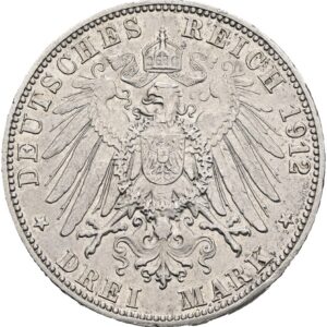 3 Marka 1912 G, Baden, Fridrich II.