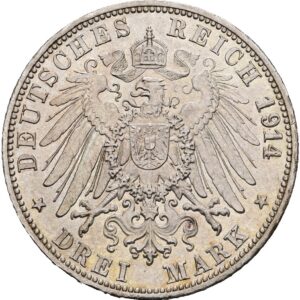 3 Marka 1914 G, Baden, Fridrich II.