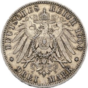 3 Marka 1909 A, Fridrich II. Anhaltsko- Dessau