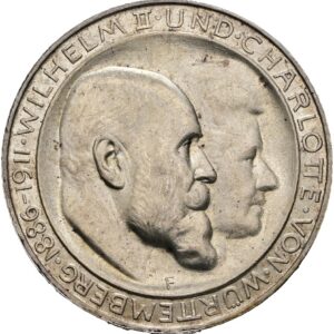 3 Marka 1911 F,  výročí svatby Viléma II. Württemberk