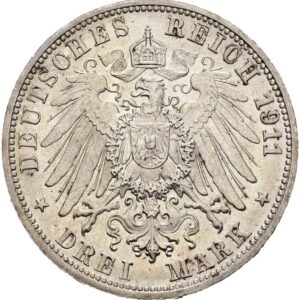 3 Marka 1911 F,  výročí svatby Viléma II. Württemberk