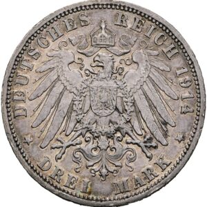 3 Marka 1914 A,  Stříbrná svatba Fridricha II.