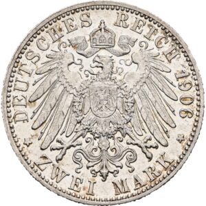 2 Marka 1906 F,  Vilém II. Württemberk