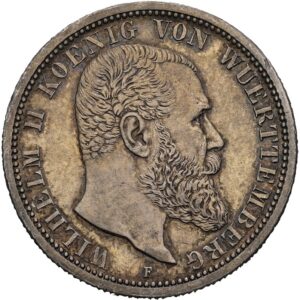 2 Marka 1907 F,  Vilém II. Württemberk