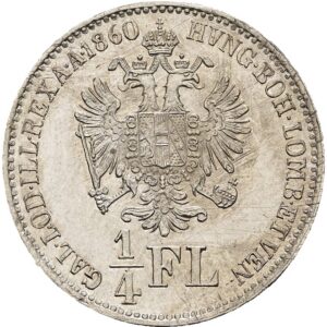 1/4 Zlatník 1860 B, Kremnica, František Josef I.