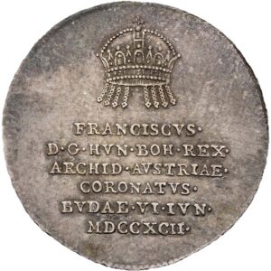 Stříbrný žeton Ke korunovaci na českého krále 9. 8. 1792 v Praze., František II.