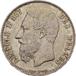 5 Frank 1874, Leopold II. Belgie