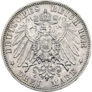 3 Marka 1914 G, Baden, Fridrich II.