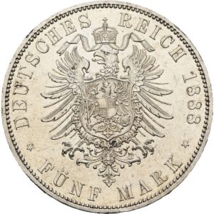 5 Marka 1888,  Fridrich III. království Prussia