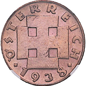 2 Groš 1938, NGC MS 63 RB, TOP POP, Rakousko