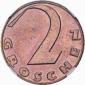 2 Groš 1938, NGC MS 63 RB, TOP POP, Rakousko