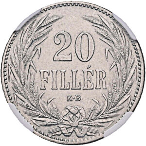 20 Filér 1894, Kremnica, NGC MS 63