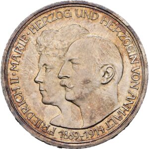 3 Marka 1914 A, Anhalt, stříbrná svatba Fridrich II.