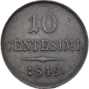 10 Centesimi 1849 M, Miláno, F.J.I.