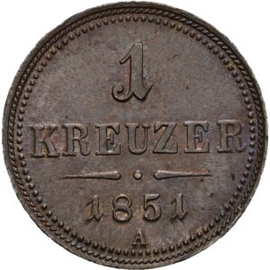 1 Krejcar 1851 A, Vídeň, František Josef I.