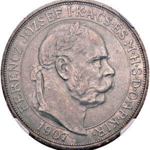 5 Koruna 1907 K.B., Kremnica, NGC MS 64