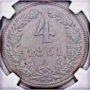 4 Krejcar 1861 A, NGC MS 63 BN, František Josef I.